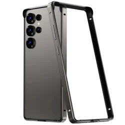 Premium Metal Bumper Aluminum Frame Slim Hard Case with Soft Inner Shockproof Lining - Galaxy S25 Ultra (Titanium Grey)