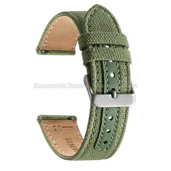 Premium Nylon Quick Release Watch Strap - 20mm/22mm Replacement Wrist Band in Classic Weave Design - 22mm (Green)