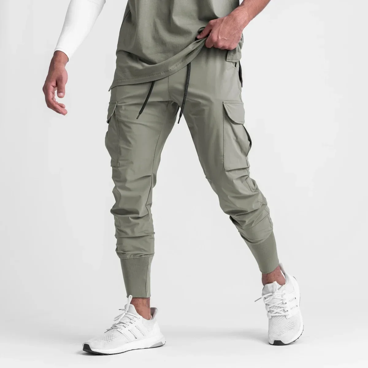 Men's Casual Sport Fitness Trousers New Thin Loose-Fit Woven Trench Running Training Legging Slimming Gym Pant