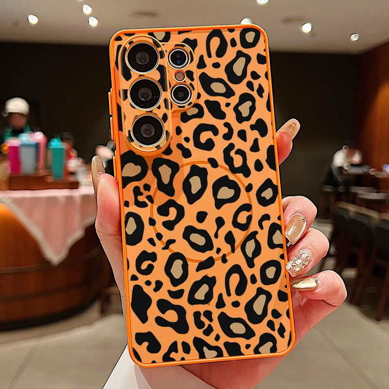 Brown Leopard Print Magnetic Phone Case Cover