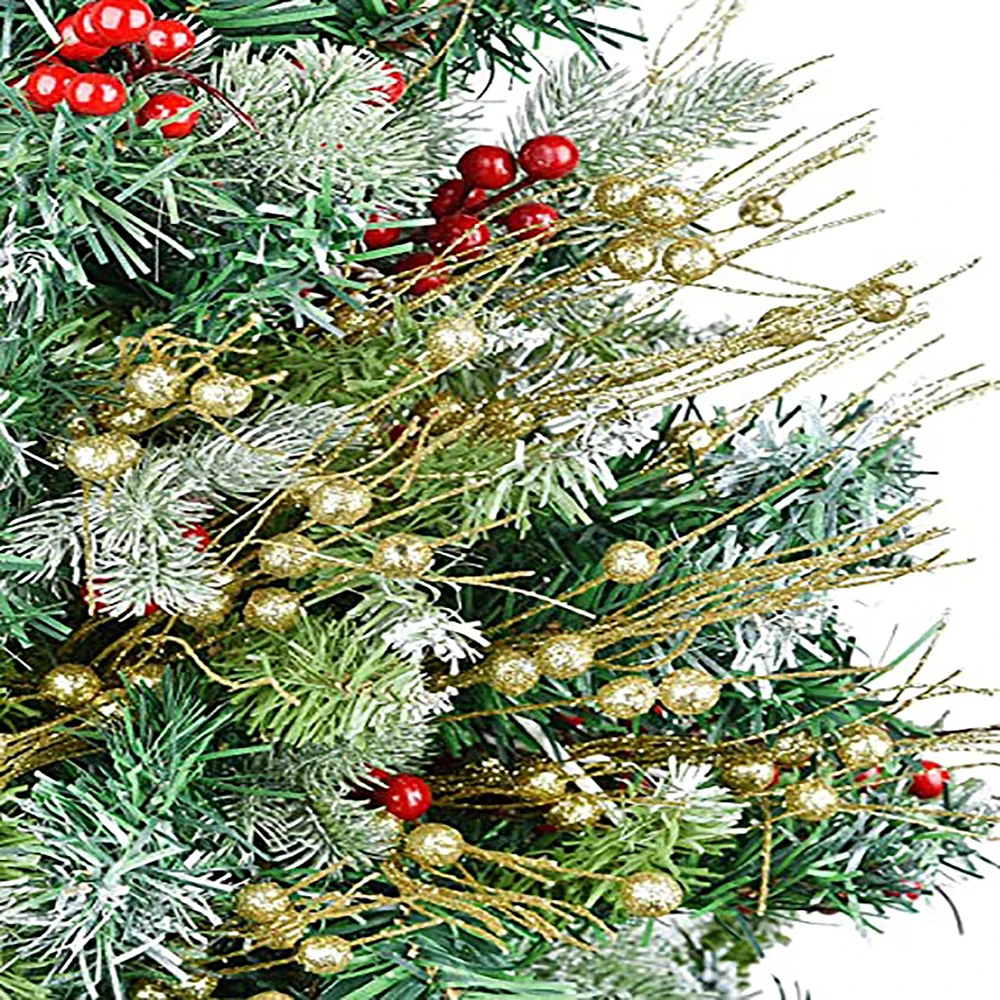 Christmas Tree Gold Powder Berry Branches Luxury Decoration Shiny Branches Pick Christmas Tree Small Vase Holiday Wedding Party