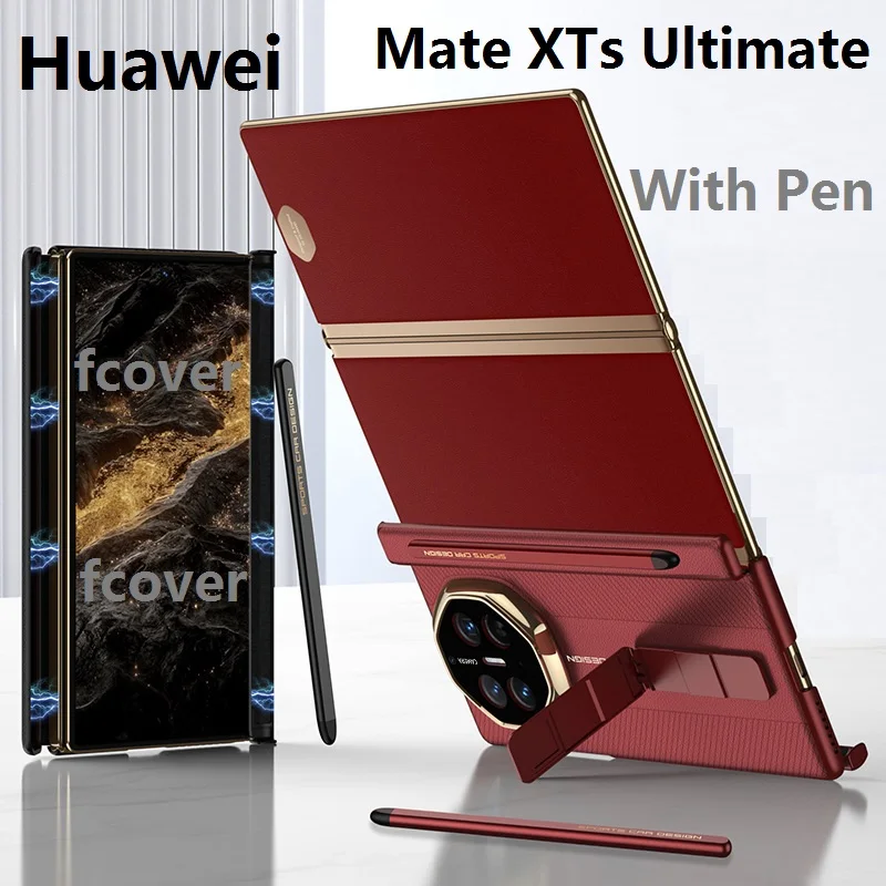 Leather Cover with Pen Holder and Double Hinge Protection - Magnetic Closure