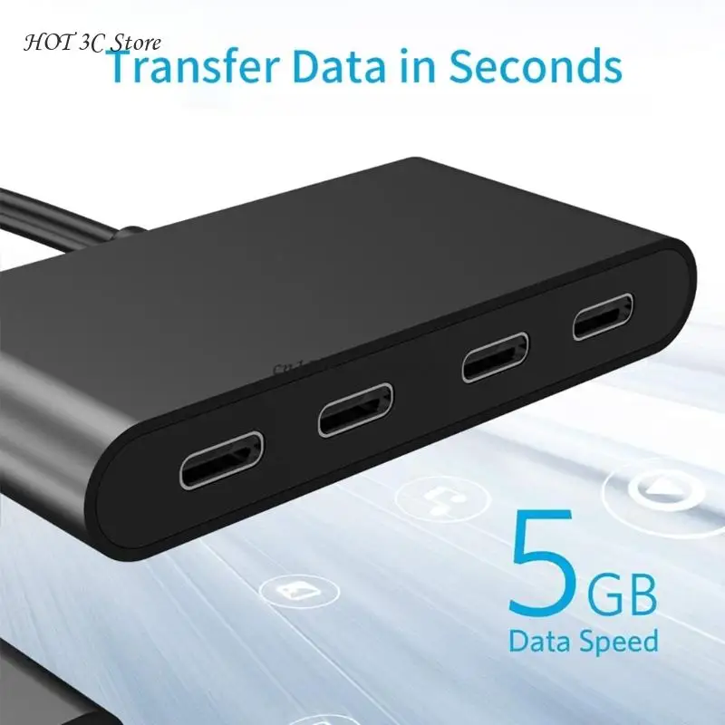 USB C Hub 4 Ports Type C Splitter Data Transfer Only 5Gbps Aluminum Alloy Lightweight for Laptop, Desktop, Phone, Tablet 2
