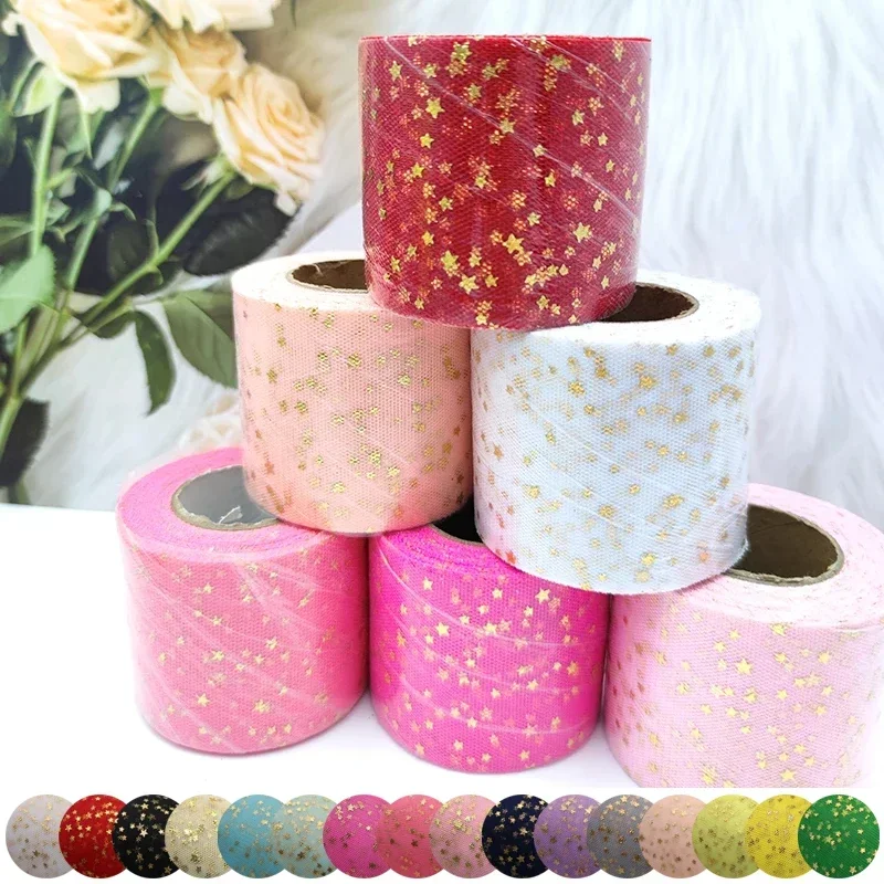 스타 Tulle Confetti 반짝이 Tulle 베이킹 케이크 토퍼 투투 Pom Bow 소프트 스팽글 Tulle DIY 웨딩 생일 장식 25 야드/롤