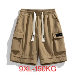 Summer Multi Pocket Plus Size 9XL Loose Breathable Shorts 8XL 7XL Casual Straight Youth Trendy Sports Shorts for men 150KG