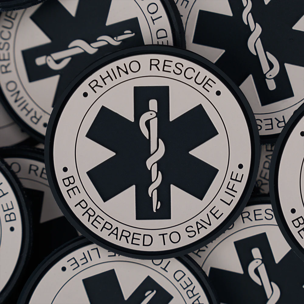 Rhino Rescue Morale Patch Medic Rubber Medical Paramedic Tactical Morale Badge Patches Hook Fasteners Backing