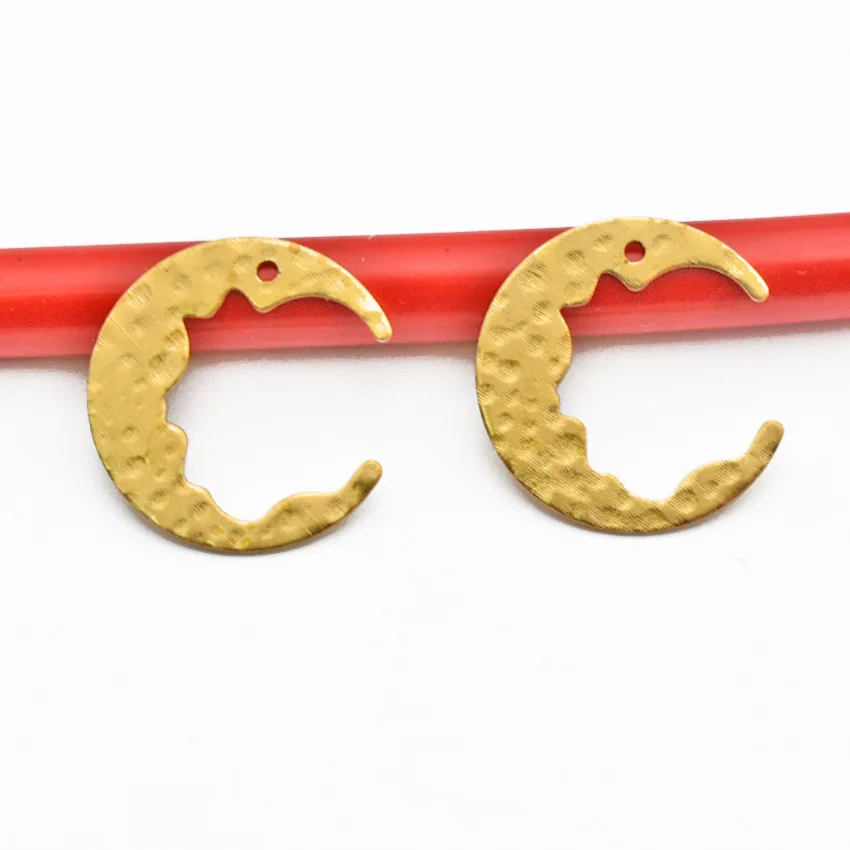 

WZNB 10Pcs Raw Brass Hammered Crescent Moon Charms Pendant for Jewelry Making Diy Witchy Drop Earring Necklace Accessories