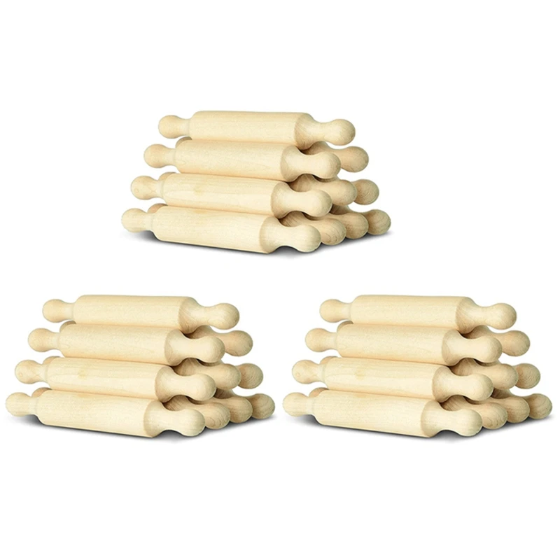 

30X Wooden Mini Rolling Pin 6 Inches Long Kitchen Baking Rolling Pin Small Wood Dough Roller For Children Fondant Pasta