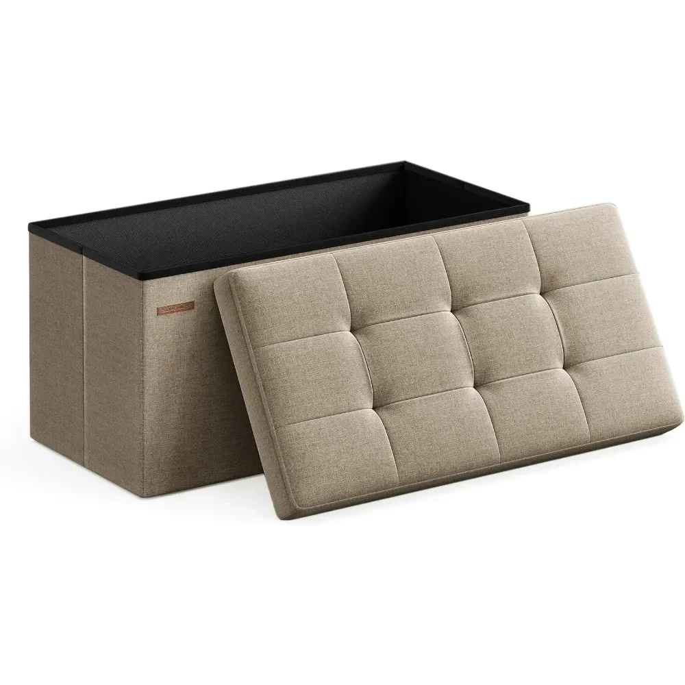 Portable Folding Benches Foot Rest Stool Light Taupe Furniture Storage Chest for Living Room Pouf Chair Home