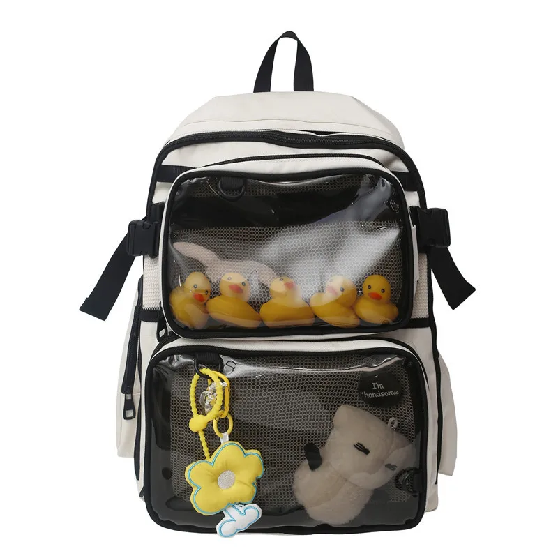 Pain bag new transparent backpack large capacity fashionable detachable small school bag casual middle school student school bag