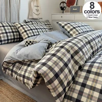 100% Cotton Plaid Style Duvet Cover Set with 2 Pillowcases – Soft & Breathable Bedding Set, Hypoallergenic, Easy Care