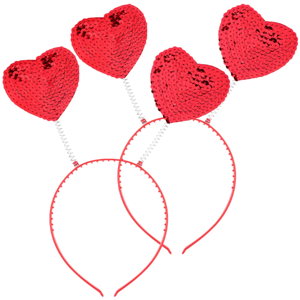 2pcs Sequins Love Heart Heart Shaped Sunglasses Party Hair Hoops Headdress for Valentine's Day