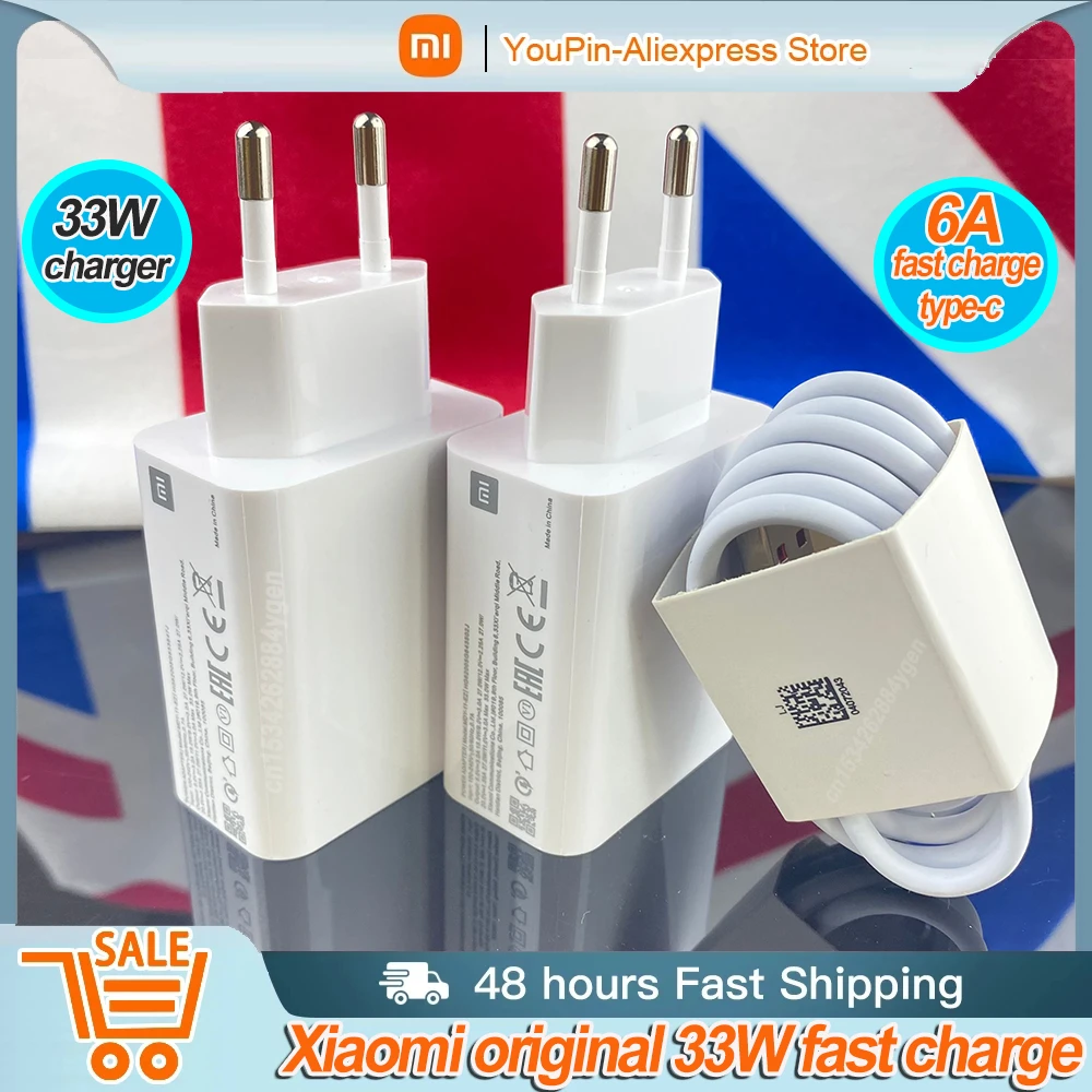 Original Xiaomi 33W Fast Charger EU Turbo Charge 6A Type C Data Cable Redmi Note 9 POCO X3 Nfc Mi 10 9 9t Pro Note 10 K20 K30