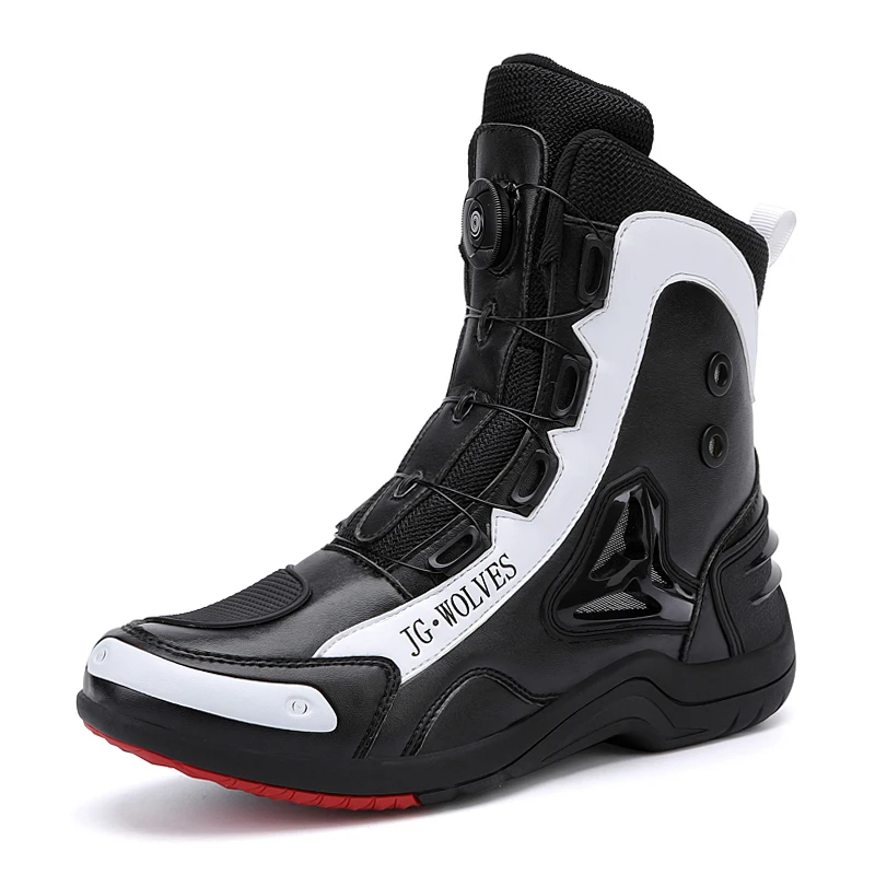 Professional Men Motorcycle Boots Microfiber Leather Waterproof Quick Lacing Big Size 46 47
