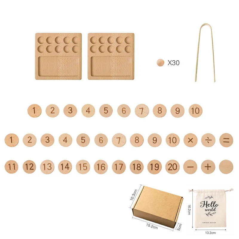Montessori Kids Wooden Cognitive Ten Grid Number Counting Math Game Educational Toys For Kids Early Childhood Preschool Training 6