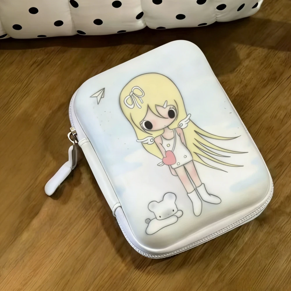 Angel Bunny Girl Iron Storage Box - Subculture Style Organizer for Photos and Small Cards