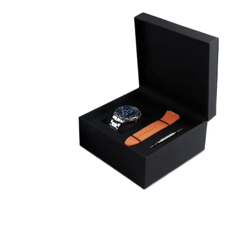 Luxurious Black PU Leather Watch Box with Strap Slot and Logo Customization