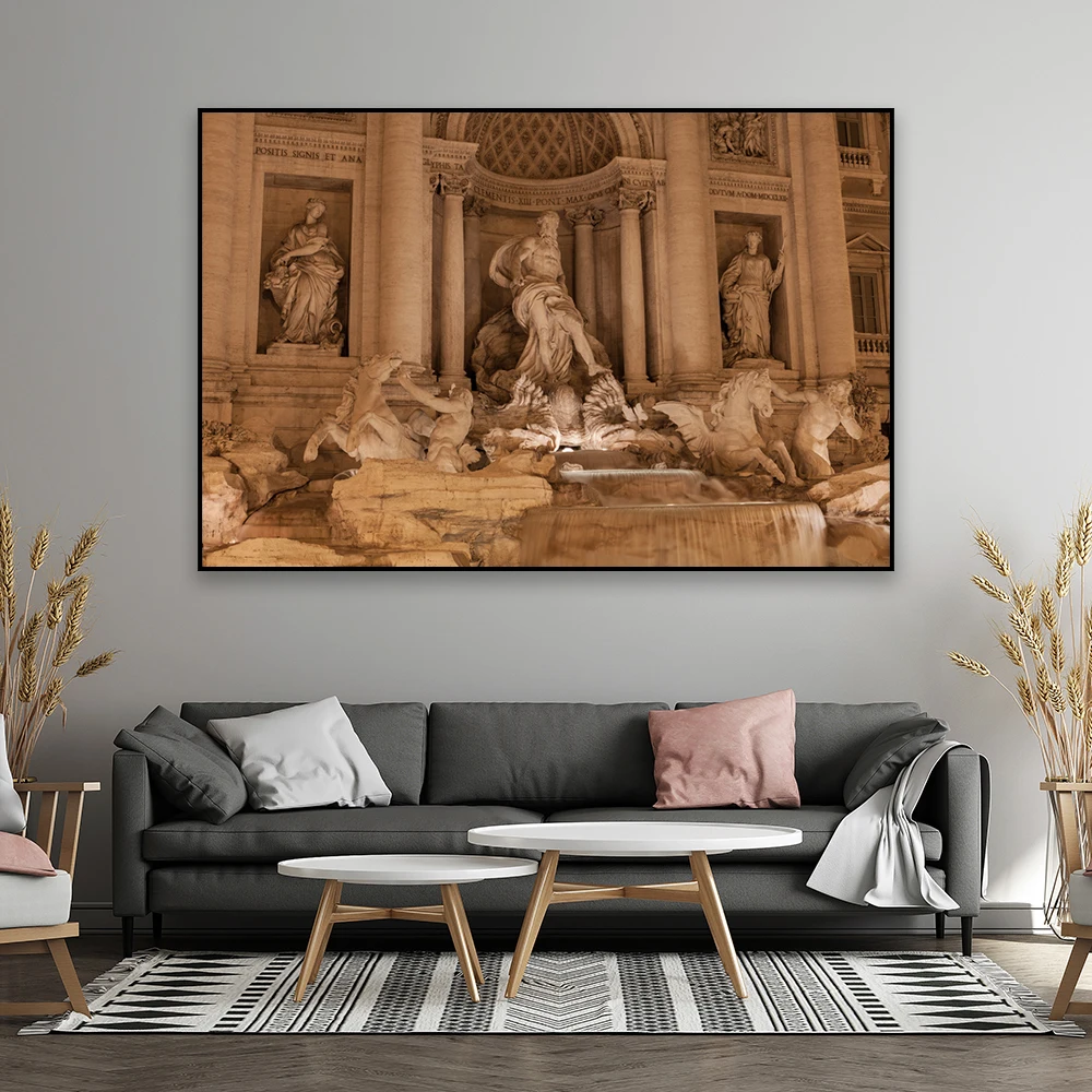 Fontana Di Fontana Poster Paesaggistico Roma Dio Greco Statua Stampe Italiano Greco Dod Scultura Su Tela Pittura Home Wall Art Decor