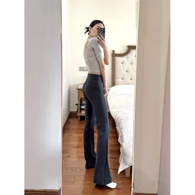 

23 Years Spring and Summer Thread Zipper Flared Pants Slimming Hip Raise Comfortable Yoga Pants