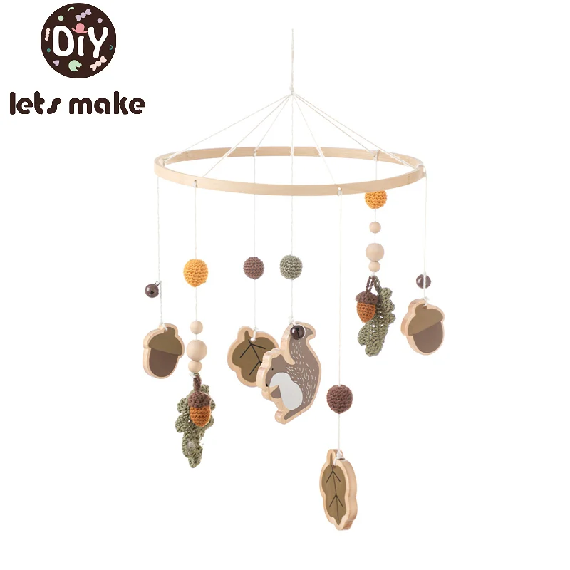 

Baby Wooden Bed Bell Cartoon Squirrel Pendant Hanging Toy Hanger Crib Mobile Bed Bell Wood Toy Holder Arm Bracket Kid Gift