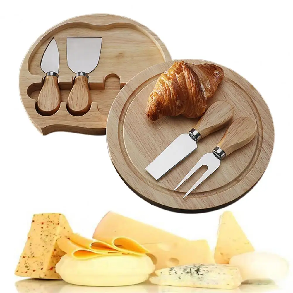 Stainless Steel Cheese Cutter Set Wood Handle And Tray Mini Charcuterie Board With Cutters And Forks Wedding Guests Gift Boxes