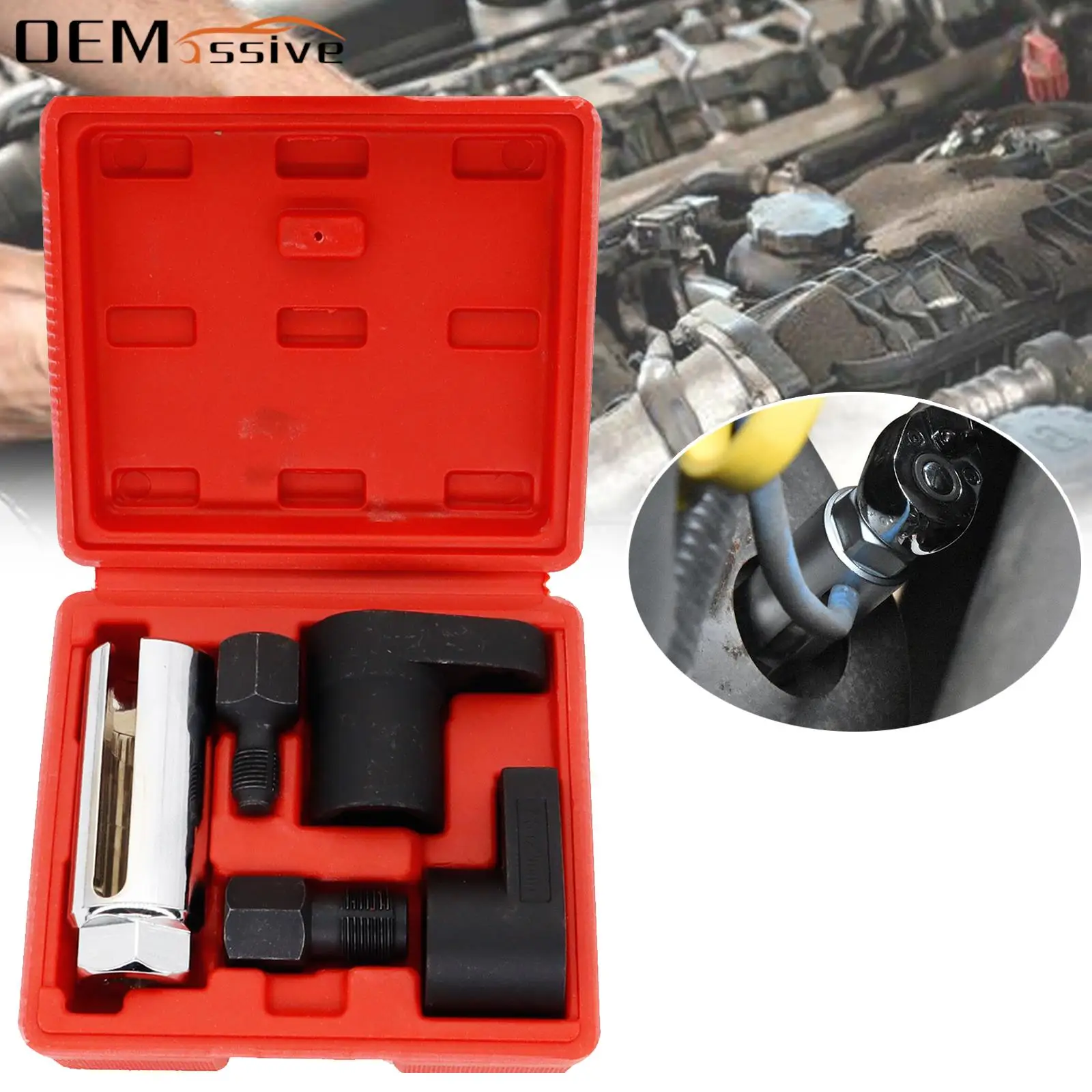 

5pcs Oxygen Sensor Wrench Kit Thread Chaser Tool Fit for Auto O2 Socket Removal Install Offset Vacuum Sensor Socket Installation