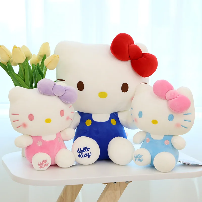 

Симпатичная плюшевая игрушечная кукла Sanrio с бантом Hello Kitty, симпатичная диванная подушка, детская сопровождающая кукла, подарок на Рождество, день рождения, праздник