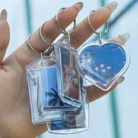 5/50pcs Transparent Rectangle Blank Clear Acrylic Insert Photo Picture Frame Keyring Keychain DIY Split Ring Key Chain 2035 4