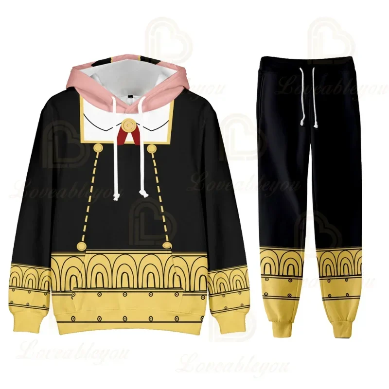Hot Sale SPY&times;FAMILY Hoodies Sweatpants 2 Pieces Suits Anime Long Sleeve Swaetshirts with Hoody Children Sweater Tracksuits