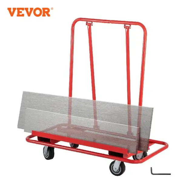 Vevor Gipszkarton Kosár 45,3 "L × 21,7" W 31,5 "H Lemezkocsik 2200 Font/ 1 Tonnás Terhelési Kapacitás Nagyteljesítményű Kocsi Négy 5" -Es Kerékkel