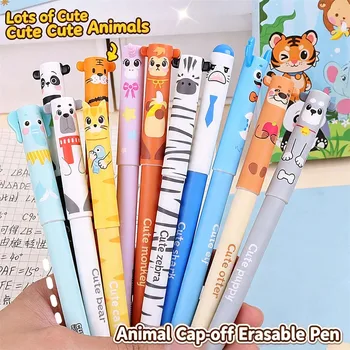 Confezione da 4 penne cancellabili, con disegni casuali di animali. Perfetto per la scuola, l'ufficio, i diari e la stagione di ritorno a scuola