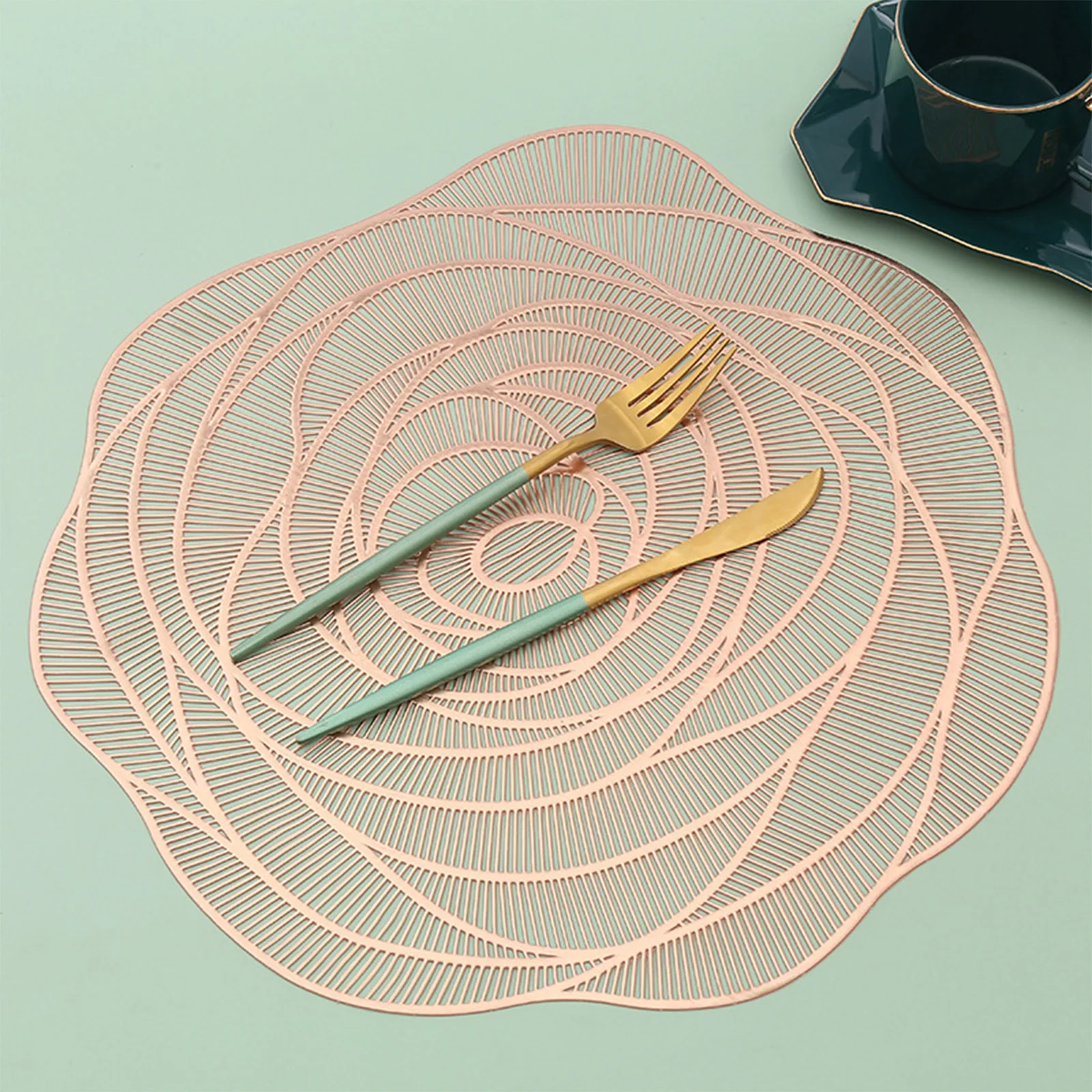 6pcs Plastic Place mat for Dining Table Washable PVC Hollow Pad