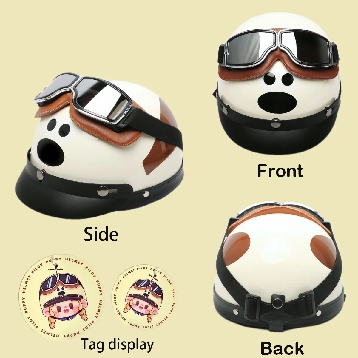 cartoon cute dog helmet originality Electric vehicle motorcycle Half helmet summer Halley Safety hat girl Lovely gif
