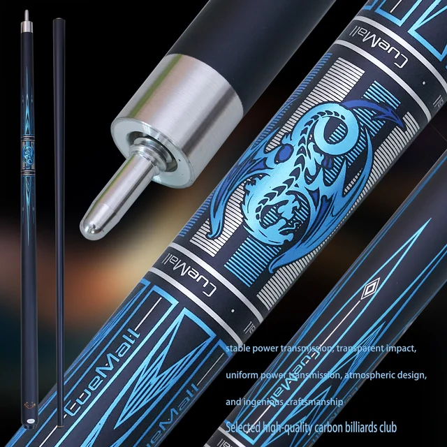 58" Carbon Fiber & Maple Pool Cue - Metallic Blue Dragon, 12.5mm Multi-Layer Tip | Pro Billiards Gear for Parent's Day Gifts 1