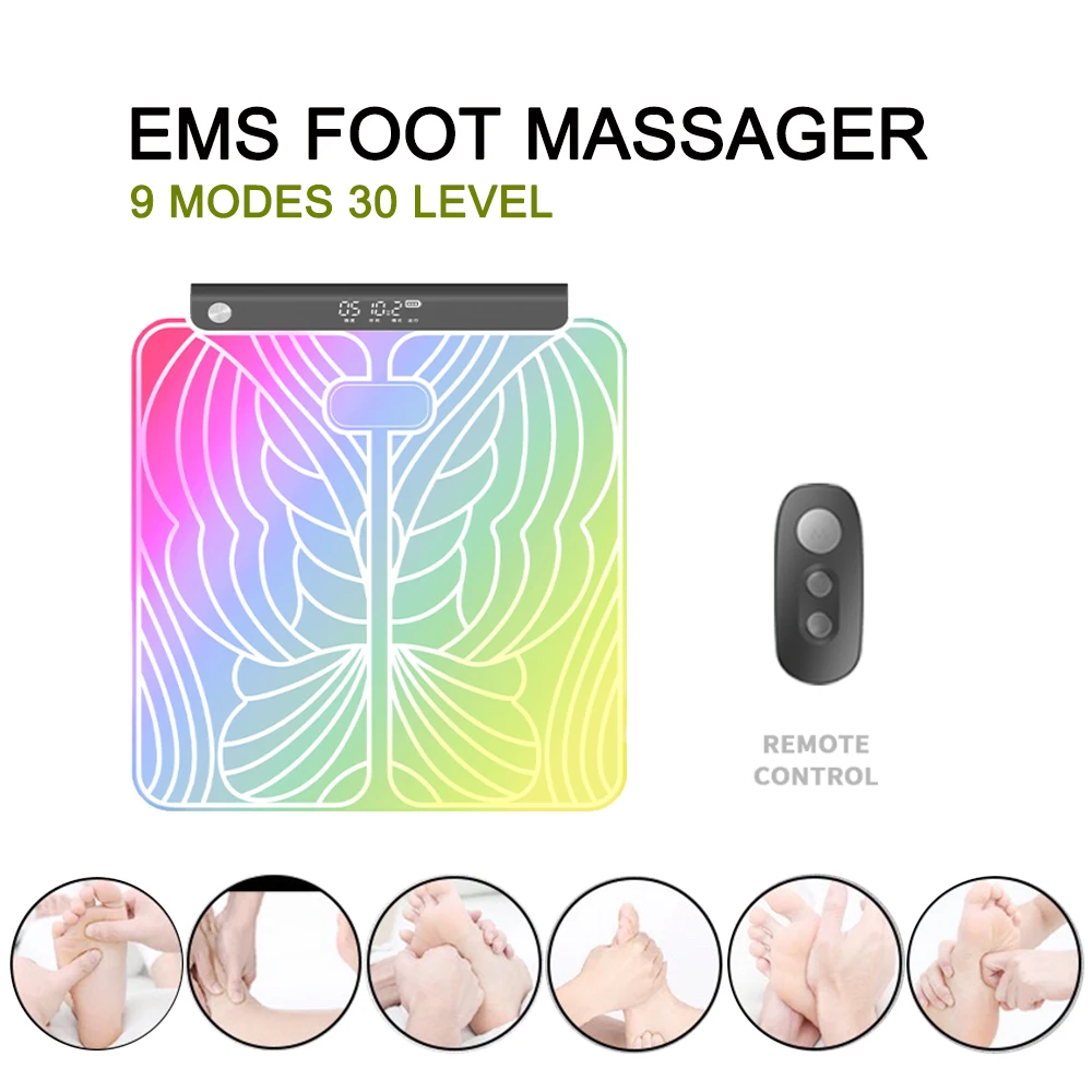 

Ems Foot Massage Cushion Mat Tens Fisioterapia Feet Muscle Stimulator Acupunctur Pad Relif Pain Massager 9 Modes 30 Level