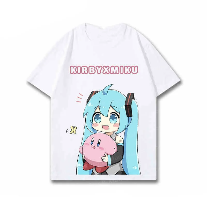 Star Card By Hatsune Miku Co-Short Sleeve Fashion Anime Couple Short Sleeve T-Shirt Cotton Anime Cartoon Men And Women T-Shirt 2