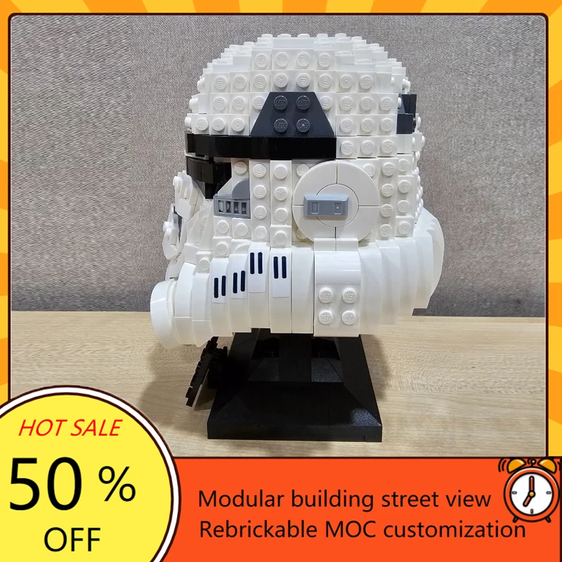 스타 플랜 MOC-75276 스톰 화이트 트루퍼 헬멧 MOC 우주선 전투 모델 빌딩 블록, 건축 교육 조립 모델 장난감