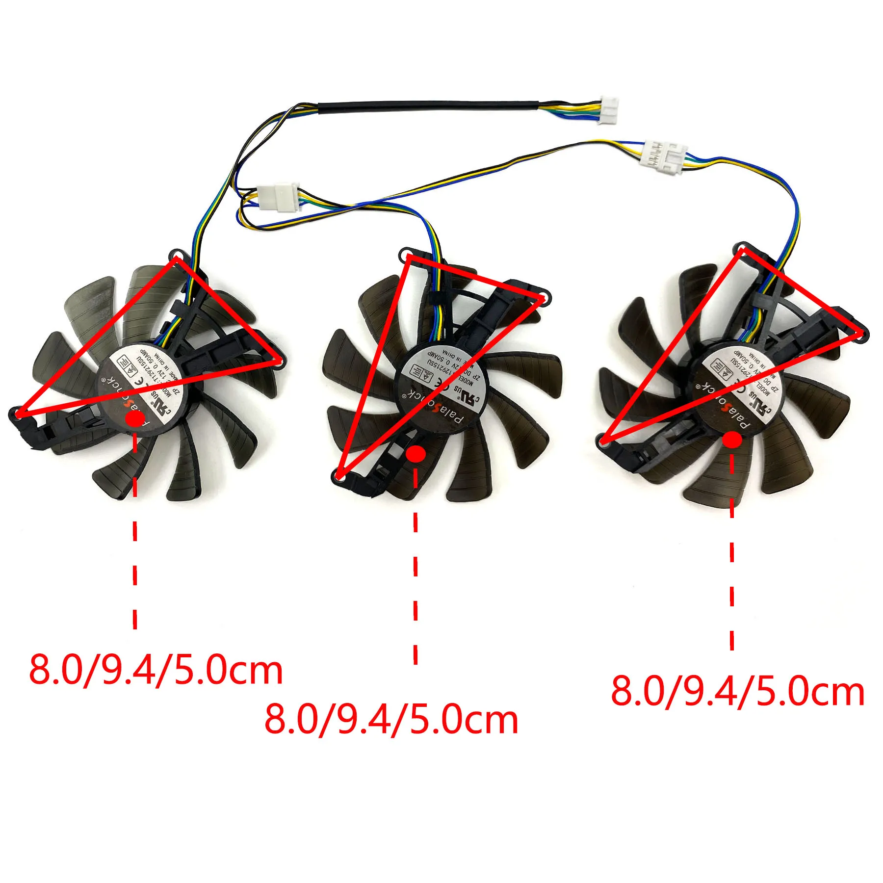 Ventilateur De Refroidissement FD8015U12S Pour Carte Graphique PNY RTX 3070/3080/3090 REVEL (Triple Fan) - 82mm, 4 Pins