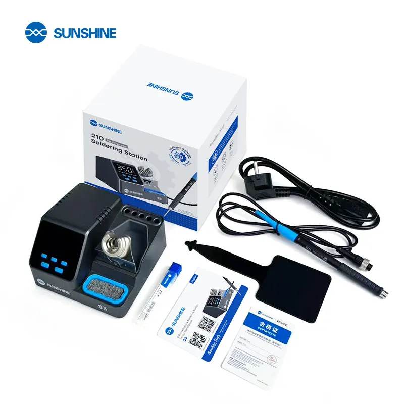 SUNSHINE S3 지능형 납땜 스테이션 T210 시리즈 핸들 100?480 ℃ 휴대폰 메인보드 IC PCB 수리를 위한 정밀 온도 제어
