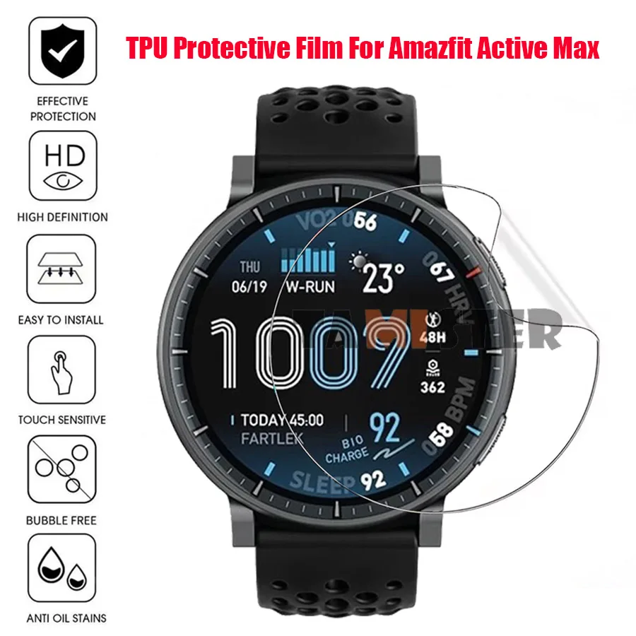 Amazfit Active Max용 화면 보호기 Amazfit Active Max용 긁힘 방지 소프트 TPU 하이드로겔 보호 필름 유리가 아닌 액세서리