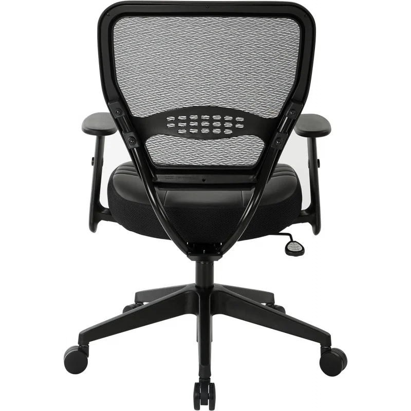 Professional AirGrid Dark Back and Padded Black Eco Leather Seat, 2-to-1 Synchro Tilt Control, Adjustable Arms and Tilt Tension