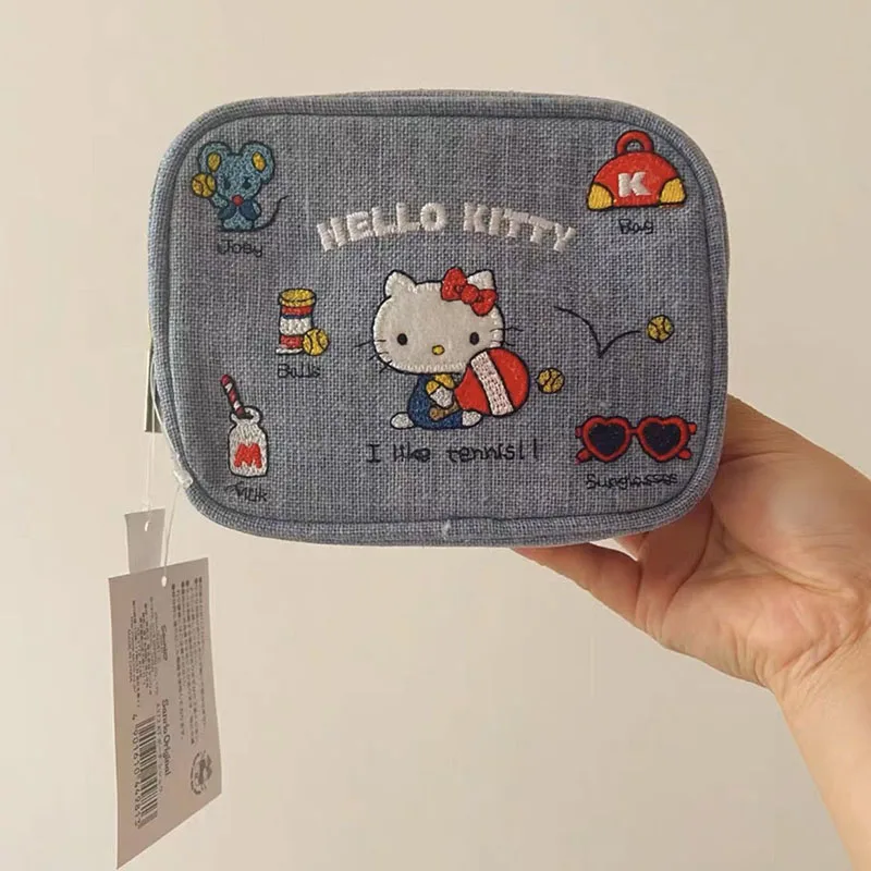 

Kawaii Sanrio Anime Storage Bag Cute Hello Kitty Cartoon Portable Embroidery Cosmetic Bag Cowboy Zero Wallet Gifts for Girls