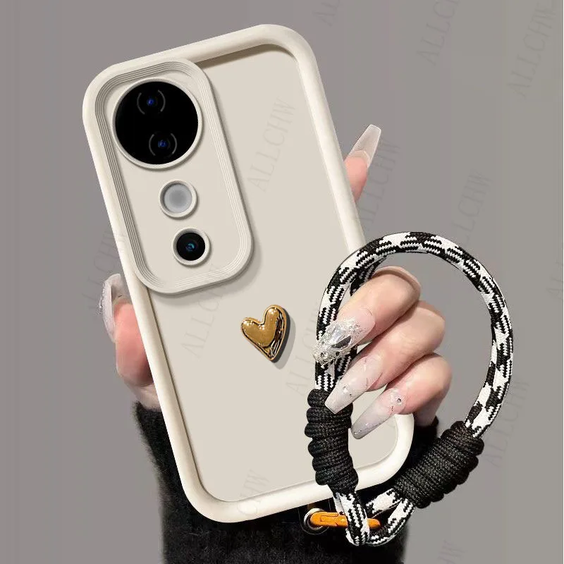 3D Love Heart Strap Shockproof Phone Cover
