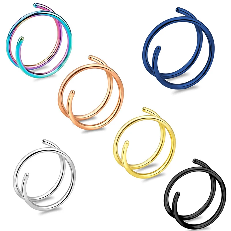 Nose Rings 1 Pcs 8mm Spiral 316L Stainless Steel Cartilage Earrings Body Piercing Jewelry
