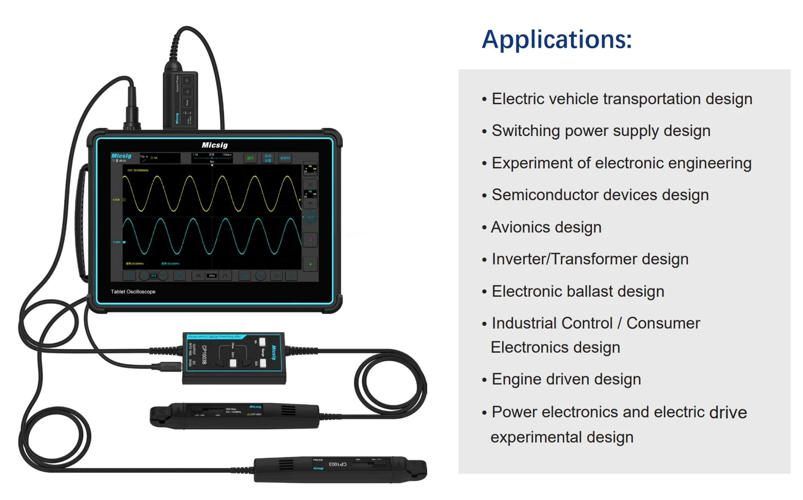Description Picture 5 of itemMicsig High Frequency CP1003B CP503B AC/DC Current Probes 100MHz/50MHz 6A/30A