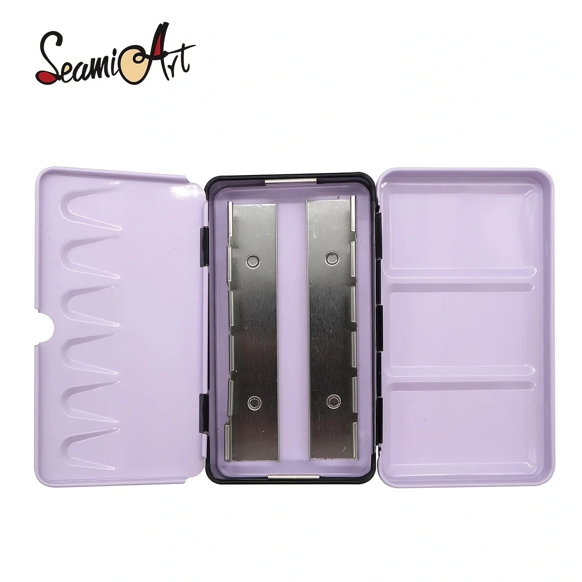 SeamiArt 12/24Grid Black Watercolor Paint Tin Box Painting Palette Portable Paint Palette Tray for Half/Full Pan Art Supplies 5