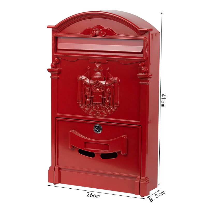 Wall Mounted Mailbox Locking Mailbox Wall Mount Locking Mailbox Vintage Lockable Metal Mailboxe Large Capacity Postbox Security Mail Letter Post Box Outdoor Mail Box