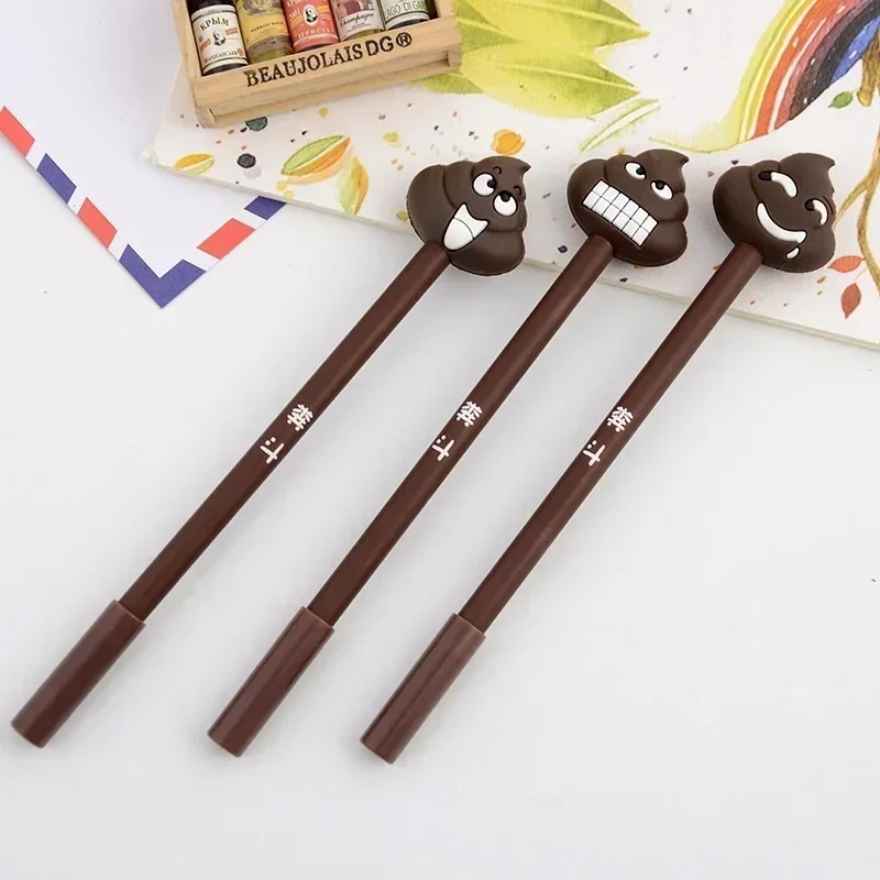 10Pcs Stationery Creative Feces Gel Pen Lovely Expression Cartoon Pen Personality Signing Pen