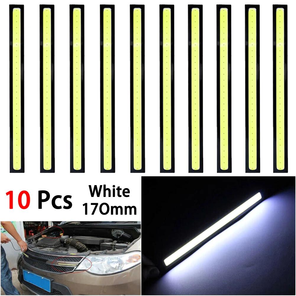 10Pcs/Set 17CM Car LED Light Strip COB DRL Daytime Running Light DC10V-12V Waterproof Fog Light Car Styling Car Accessories