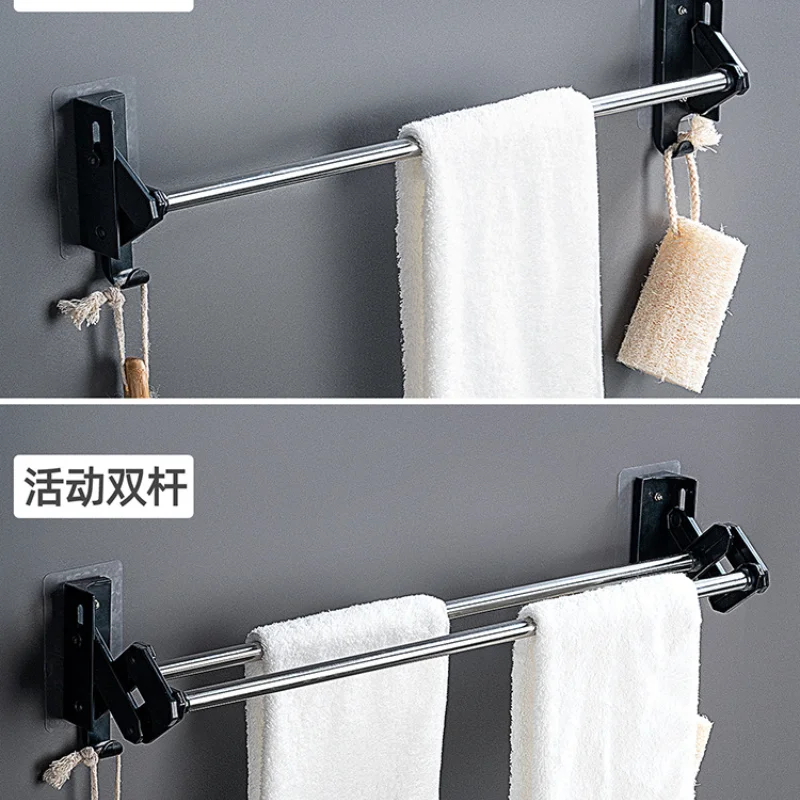 Bathroom Towel Bars Scalable Towel Storage Rack Multifunctional Hotel Bathroom Storage Rack Bath Holder Retractable Rod